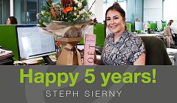 Congratulations Steph Sierny on 5 years at Elevation Recruitment Group